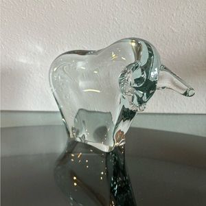 Ronneby Sweden crystal art glass bull vintage